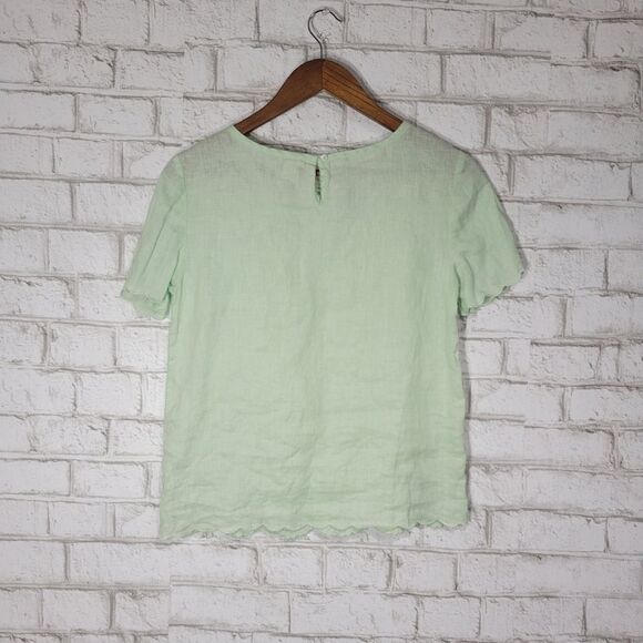 J Crew light green linen top - Picture 10 of 13